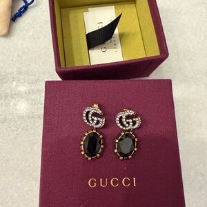 Gucci Black and Gold Crystal Earrings